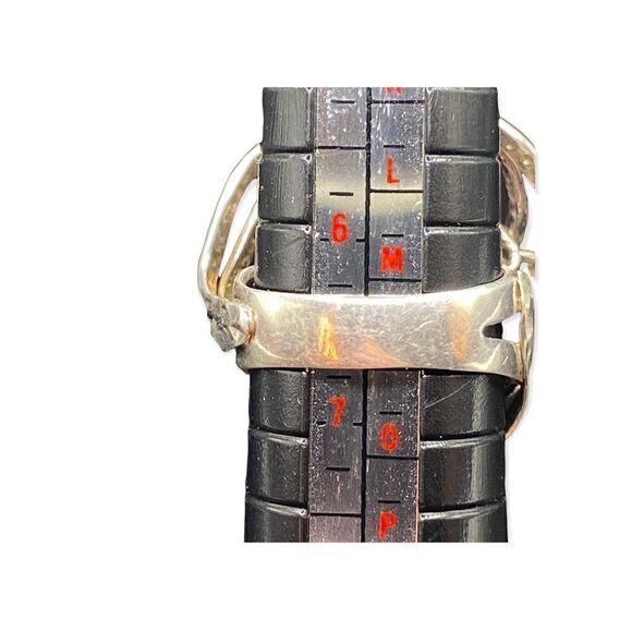 925 Sterling Silver Italy Wavy Design cage style V-Style Wide Ring Size 6.5-6.75 - Picture 6 of 10